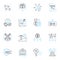 Smart contracts linear icons set. Ethereum, Blockchain, Decentralized, Code, Trust, Transparency, Immutable line vector