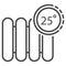 Smart control temperature radiator icon, outline style