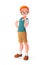 Smart curious thinking young redhead kid. Isolated vector illustration.