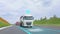 Smart delivery. Truck concept with artificial intelligence. Visualization of a smart truck