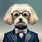 Smart dog wearing glasses and a watch - ai generated image