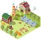 Smart ecological farming isometric vector concept