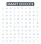 Smart ecology vector line icons set. Smart, Ecology, Sustainable, Renewable, Green, E-waste, Recycling illustration