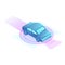 Smart electric car icon, isometric style