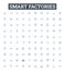 Smart factories vector line icons set. Smart, Factories, Industry, Automation, Internet, Robotics, Connected