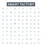 Smart factory vector line icons set. Smart, Factory, Automation, Digital, IoT, Intelligent, Manufacturing illustration