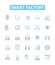 Smart factory vector line icons set. Smart, Factory, Automation, Digital, IoT, Intelligent, Manufacturing illustration