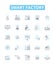 Smart factory vector line icons set. Smart, Factory, Automation, Digital, IoT, Intelligent, Manufacturing illustration