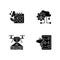 Smart farm black glyph icons set on white space