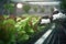 Smart farming agricultural technology Robotic harvest vegetables with Ai Generated