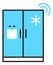 Smart fridge icon. Blue refridgerator with wireless internet connection