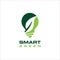 Smart Green Leaf Bulb Logo Design Vector Graphic