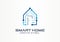 Smart home creative symbol technology concept. Safety automation building system in abstract business construction logo