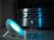 Smart home lamp light with coloured LED on fireplace - Aquamarine