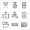 smart home line icons. linear set. quality vector line set such as thermostat, digital clock, toilet, voice assistant, faucet,