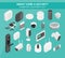 smart home and security equipment items cctv camera wireless home assistant isometric vector