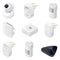 Smart home technology appliances icometric icon set