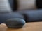 Smart home voice activated speaker device in living room lounge