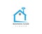 Smart home with wireless logo vector