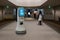 Smart hotel in hospitality industry 4.0  concept, the receptionist robot robot assistant  in lobby of hotel or airports always w