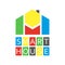 Smart house colored logo, abstract building
