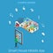 Smart house mobile application technology flat isometric vector