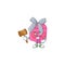 Smart Judge love gift pink in mascot cartoon character style