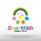 Smart kid logo design with happy child concept. children dreams. playground. can use for education school sign or symbol. vector