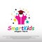 Smart kid logo design with happy child concept. children dreams. playground. can use for education school sign or symbol. vector