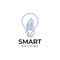 Smart light bulb line vector logo template art building idea concept,real estate - Vector