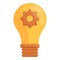 Smart lightbulb gear icon, cartoon style
