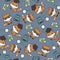 Smart little foxes with school supplies seamless pattern