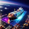 Smart logistics and transportation by sea with container ship digital AI representation