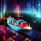 Smart logistics and transportation by sea with container ship digital AI representation