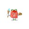 Smart love gift red painter mascot icon with brush