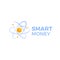 Smart money logo. Investment finance. Gold coin molecule