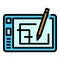 Smart office draw tablet icon vector flat