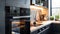 Smart oven in a modern kitchen Showcasing the oven\\\'s touchscreen interface
