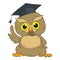 Smart owl. Cartoon character graduation owl.