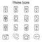 Smart Phone & Basic Application icon set in thin line style