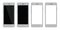 Smart phone blank. Smartphone with blank display. Four variations. Vector illustration