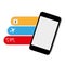 Smart phone with color icons plane your trip
