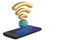 Smart phone and globe wifi symbol. 3D illustration.