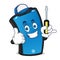 Smart phone mascot as technician holding screw driver