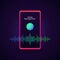 Smart phone Voice recognition concept design with microphone icon and digital bar sound audio wave spectrum vector illustration