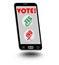Smart phone with Vote display and buttons Yes, No. Vote easy using smart phone.