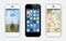 Smart phones with widgets and icons isolated on transparent background