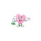 Smart pink love cartoon character holding glass tube