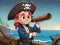 Smart pirate holding binocular