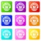Smart printing service icons set 9 color collection